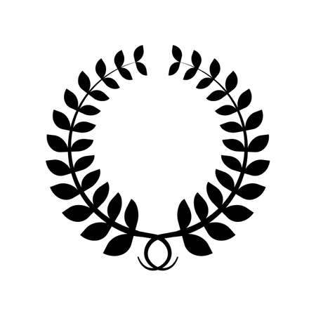 Black wreath icon. Round leaves frame vector illustration.のイラスト素材