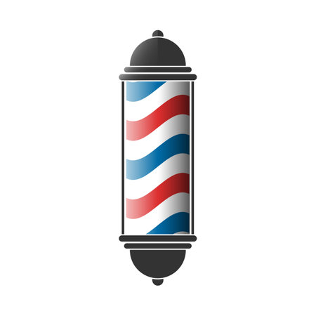 Barber shop pole logo vintage illustration. Men grooming service sign vector isolated on a White Background.のイラスト素材