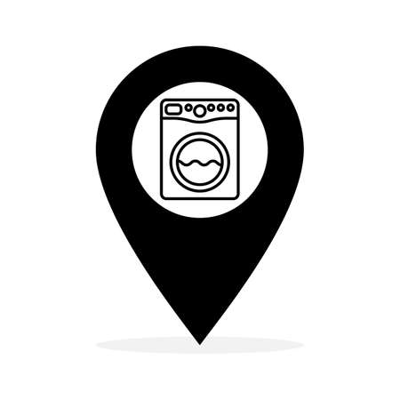 Laundry service business location pin icon. Clothing cleaning services map pointer. Vector illustration.のイラスト素材
