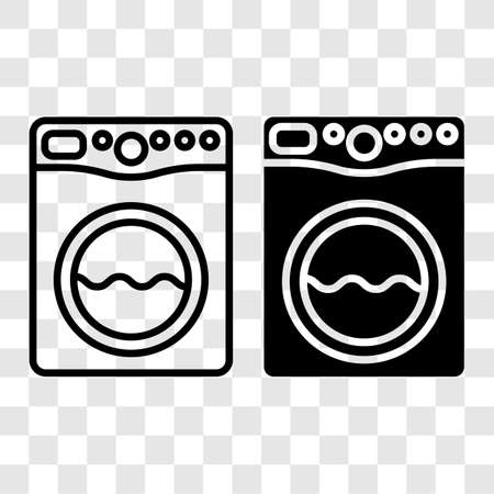 Laundry service washing machine icon. Housekeeping concept. Vector illustration isolated on transparent background.のイラスト素材