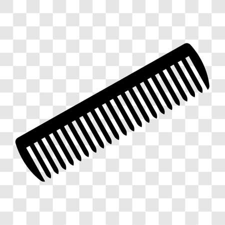 Comb silhouette icon. Black hairbrush symbol isolated on transparent background.  Vector illustration.のイラスト素材