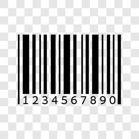 Barcode product unique identification system number icon. Black information symbol. Vector illustration isolated on transparent background.のイラスト素材