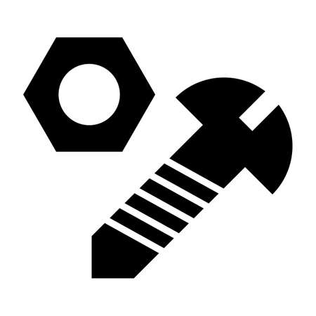 Bolt and nut icon isolated on white background. Industrial mechanical screw symbol. Vector illustration flat design style.のイラスト素材