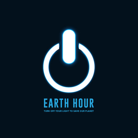 Earth Hour Advertising Campaign using of Power button in order to support 60 minutes to turn off the lights.のイラスト素材