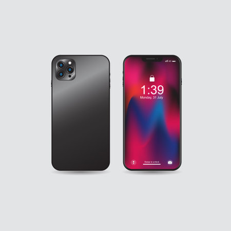 Front and Back Realistic New Smartphone Mockup Device.のイラスト素材