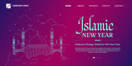 Gradient Islamic New Year Landing Page Templateのイラスト素材