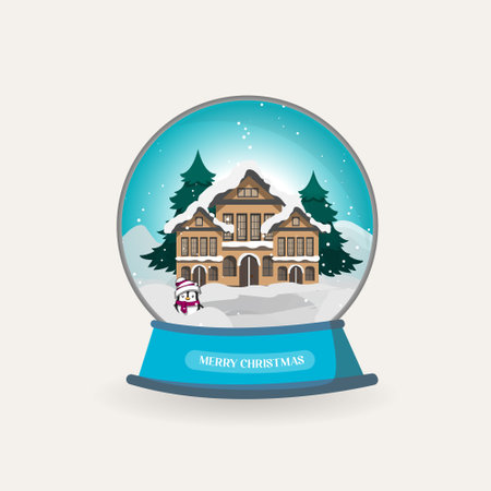 Christmas Flat Snowball Globeのイラスト素材