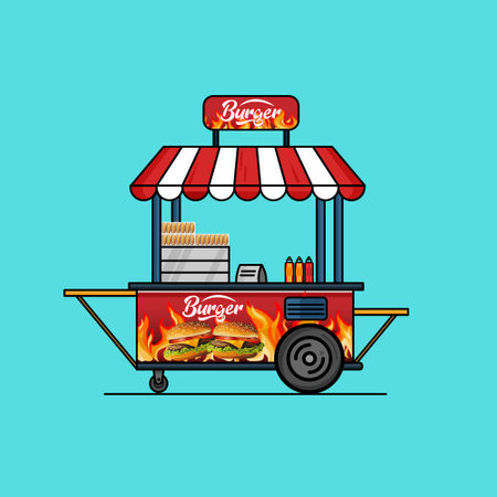 Flat burger stall in vector illustrationのイラスト素材
