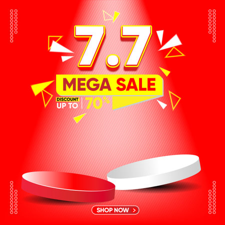 Sale banner template design. Red and white color. Vector illustration.のイラスト素材