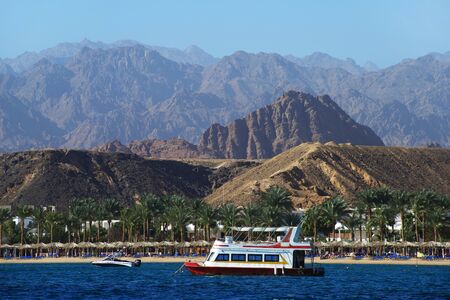 Tour boat sails on Red Sea Coast.の写真素材
