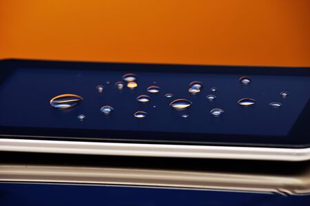 Protect your phone screen, large drops on your smartphone screen. close-upの写真素材