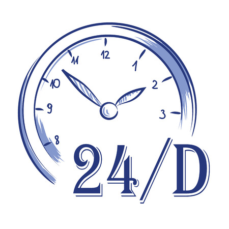 Vector hand drawn icon clock 24 hのイラスト素材
