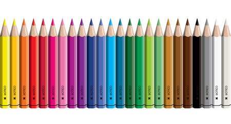 Set of colored pencil collection - Craynos on white background.のイラスト素材