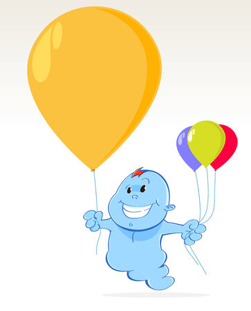 little blue spirit with balloonsのイラスト素材