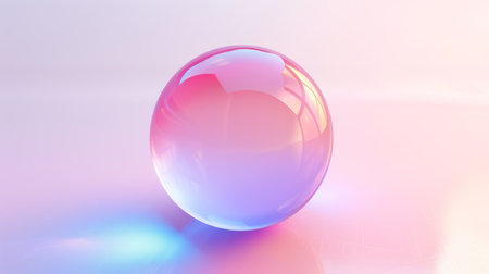 Colorful crystal ball on white background. 3d render illustration.の素材