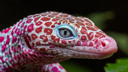 Close up of Eublepharis macularius colorful geckoの素材