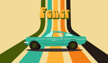 Business card in retro style with carのイラスト素材