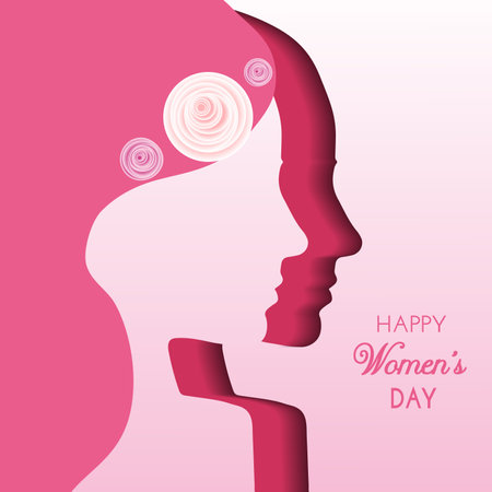 Happy Women's Day Greeting card. Vector Illustration.のイラスト素材