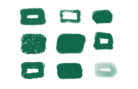 Watercolor frame green color ink brush strokes. Hand drawn frame textbox doodle isolated on white background. Vector illustrationのイラスト素材