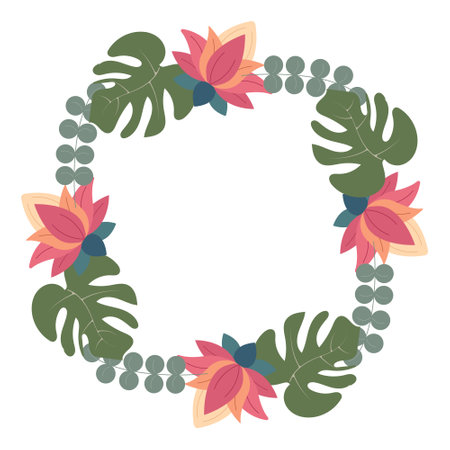 Round vector border inspired by jungleのイラスト素材