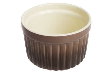 close up of brown baking mold isolated over white