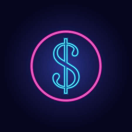 neon abstract dollar sign for decorationのイラスト素材