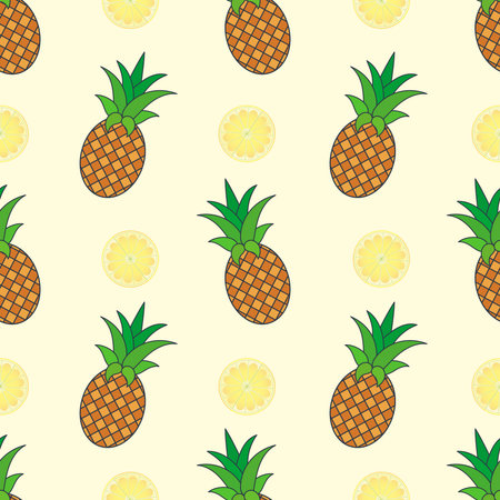 vector pattern with cartoon pineappleのイラスト素材