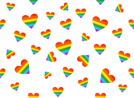 vector image of rainbow heart patternのイラスト素材