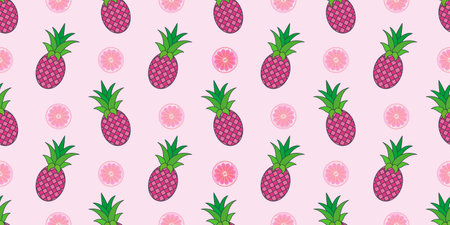 Pineapple vector pattern for design and decorationのイラスト素材