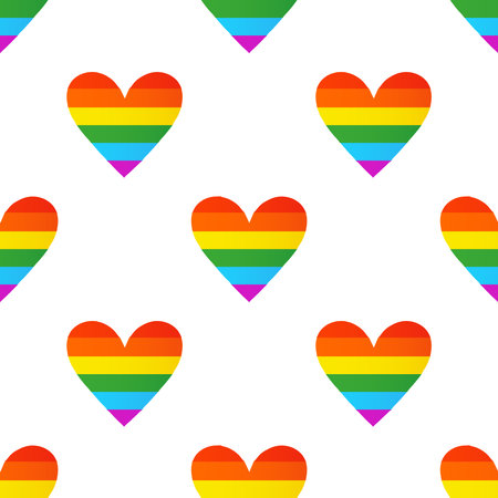 vector image of rainbow heart patternのイラスト素材