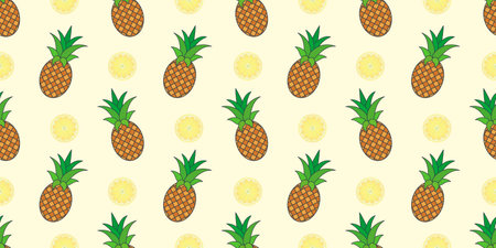 vector pattern with cartoon pineappleのイラスト素材