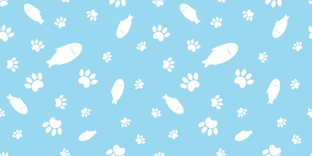 vector image of fish and cat tracksのイラスト素材