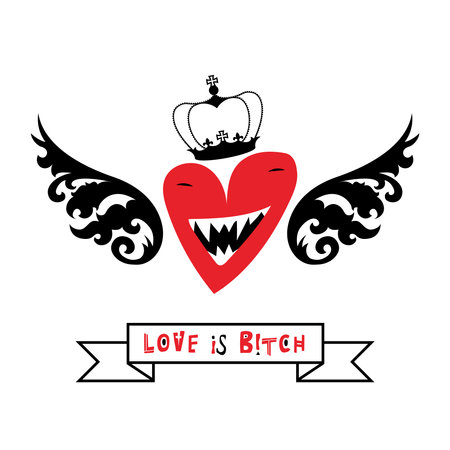 Vector image of a heart with text. Love poster, textile decorative typography.のイラスト素材