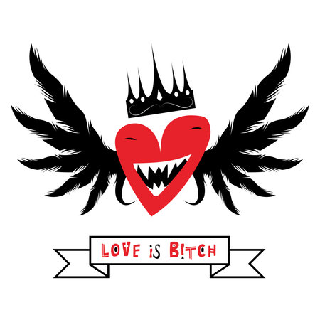 Vector image of a heart with text. Love poster, textile decorative typography.のイラスト素材