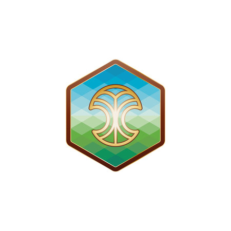 vector logo with a golden tree for decoration and designのイラスト素材