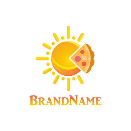 vector logo with the sun and pizza for decoration and designのイラスト素材