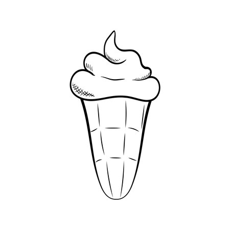 Vector image of ice cream in a waffle cupのイラスト素材