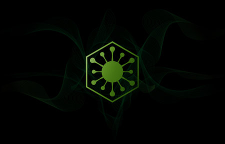 vector image of a biohazard sign on an acid backgroundの写真素材