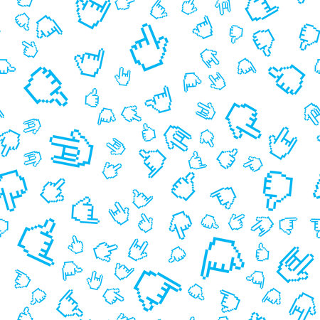 vector pattern of hand gestures. Set of pixel art style icons.のイラスト素材