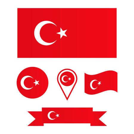vector flag of Turkey. Collection of flagsのイラスト素材