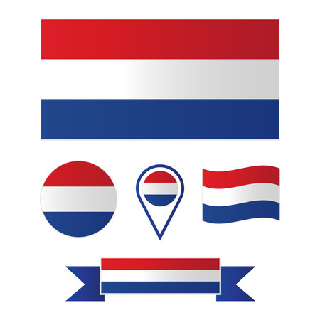 vector flag of Netherlands. Collection of flagsのイラスト素材
