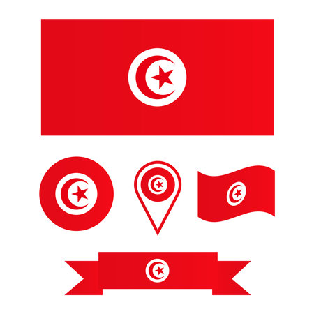 vector flag of Tunisia. Collection of flagsのイラスト素材