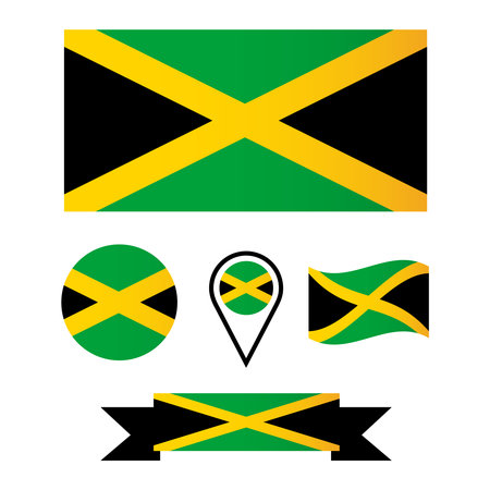 vector flag of Jamaica. Collection of flagsのイラスト素材