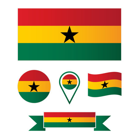 vector flag of Ghana. Collection of flagsのイラスト素材