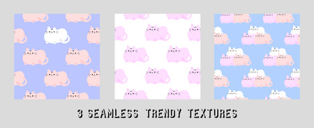 stylized vector pattern with seals for textile decorationのイラスト素材
