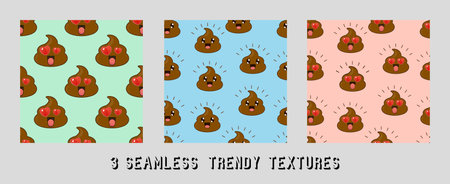 funny smile vector poop patternのイラスト素材