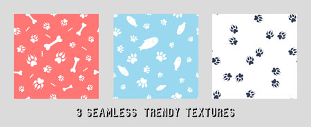 vector image of traces of a dog and bones, candyのイラスト素材