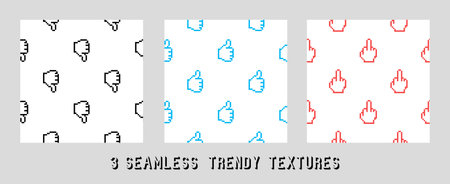 vector pattern of hand gestures. Set of pixel art style icons.のイラスト素材