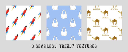 3 different seamless textures for decorationのイラスト素材