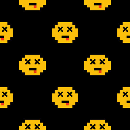 vector pattern with pixel emoticon for textile products and decorationのイラスト素材